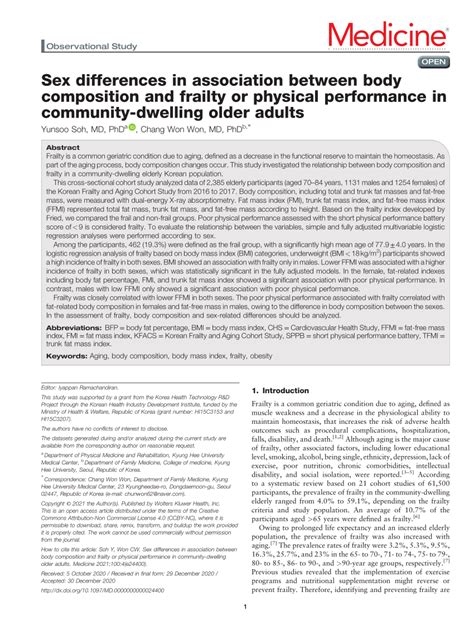 Pdf Sex Differences In Association Between Body Composition And