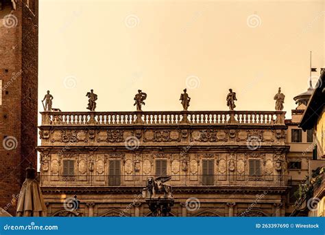 Closeup Of The Palazzo Maffei Maffei Palace Statues Located In Verona