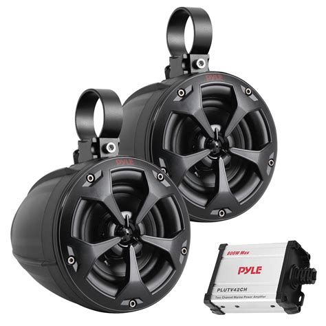 Pyle Waterproof Off Road Speakers With Amplifier Inch W