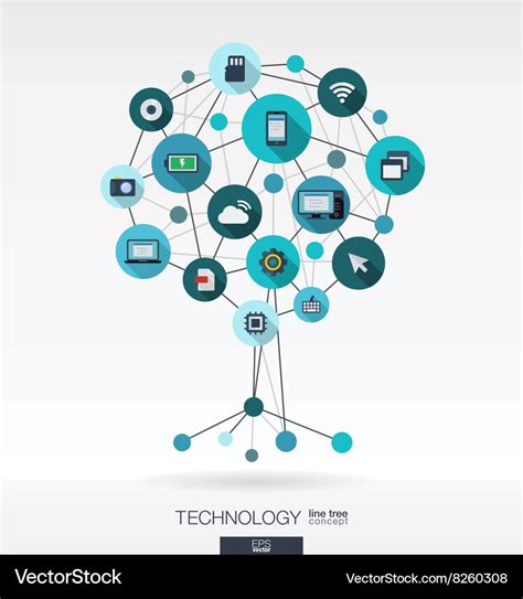 Abstract Technology Background Growth Tree Vector Image