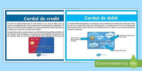 Carduri de debit și de credit – Planșe informative