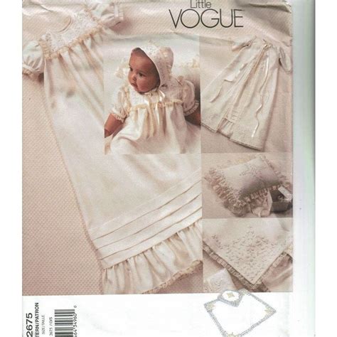 Vogue Sewing Pattern Infants Dress Coat Bonnet Pillow Sham Blanket