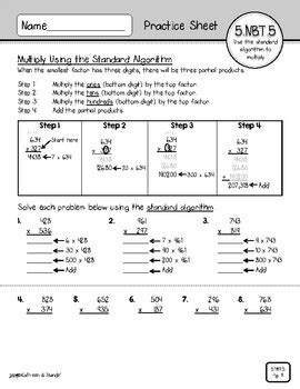 Nbt Practice Sheets Multiply Whole Numbers By Kathleen And Mande