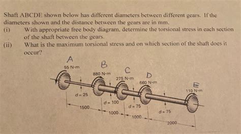 Solved Shaft ABCDE Shown Below Has Different Diameters Chegg