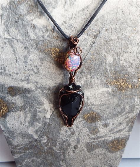 Black Obsidian Arrowhead Necklace Wire Wrapped Jewelry Crystal Dagger