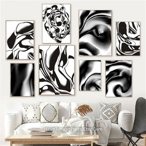 Black and White Minimalist Abstract PRINTABLE Wall Art Set of - Etsy