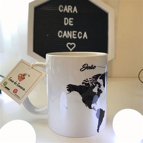 Caneca Mapa Mundi Nome Personalizavel Elo