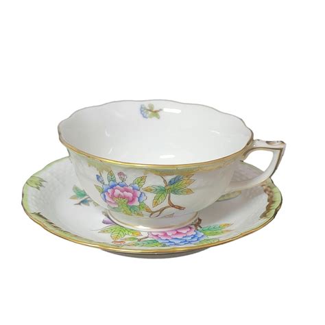 Herend Porcelain Queen Victoria Green Tea Cup Saucer Ebay In