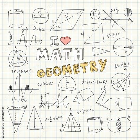 Hand Drawn Geometry Doodle. Handwriting Elements. School Education Background. Vector ...