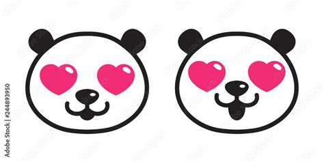 bear panda vector heart eye valentine icon cartoon polar bear bamboo ...