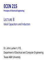 Lecture Ecen Summer Ideal Capacitors And Inductors Pdf