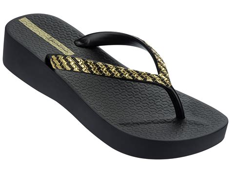 Ipanema Black Flip Flops Ipanema Mesh Plat Fem Black Gold