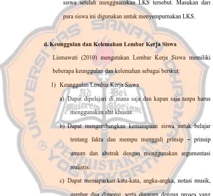 Lembar Kerja Siswa Landasan Teori Pengembangan Lks Menggunakan