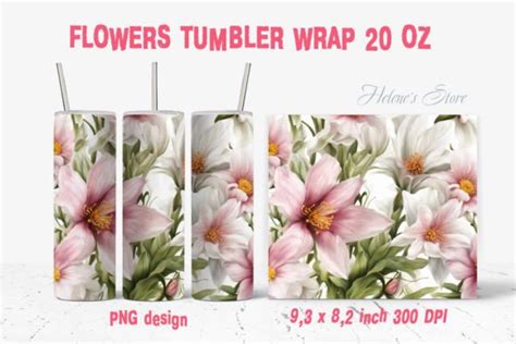 Floral Design Tumbler 20oz Sublimation Graphic By Helenes Store · Creative Fabrica