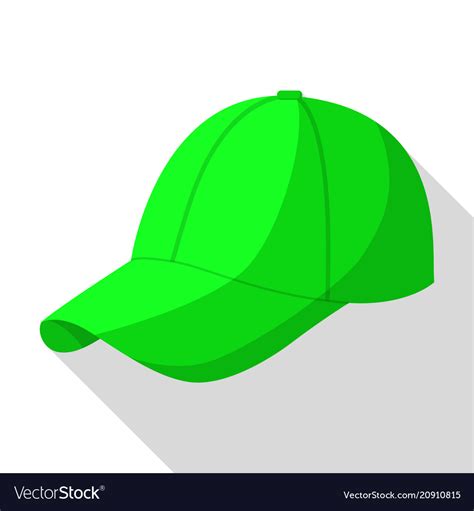 Green Baseball Cap Icon Flat Style Royalty Free Vector Image