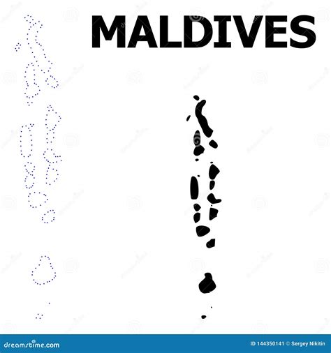 Vector Contour Dotted Map Of Maldives With Caption Stock Vector