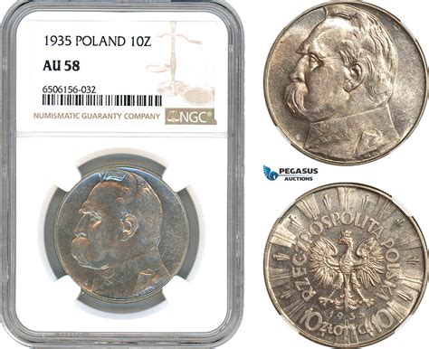 Poland 10 Zlotych 1935 NGC AU58 MA Shops