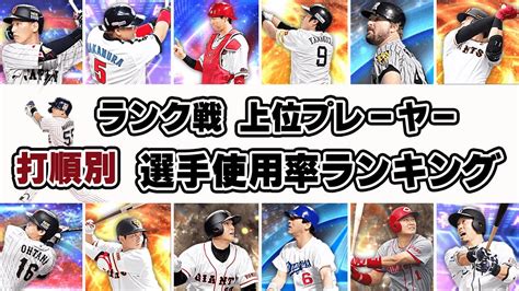 【プロスピa リアタイ】第2回！ランク戦 打順別使用率ランキング 上位50名が使う選手を打順別に集計 Youtube