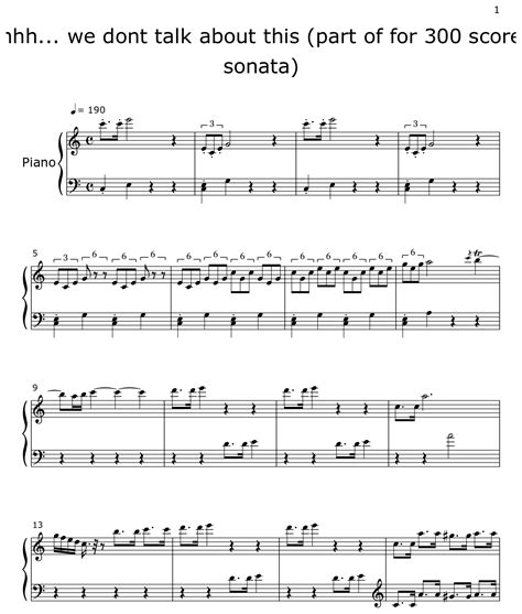 Shhh We Dont Talk About This Part Of For 300 Scores Sonata Sheet