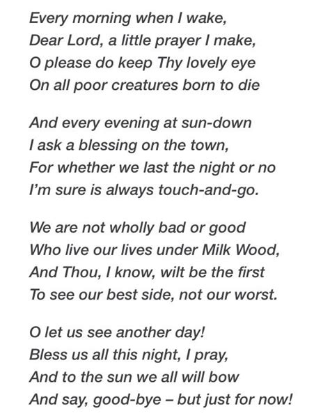 Under Milk Wood The Reverend Eli Jenkins Sunset Poem My School Are