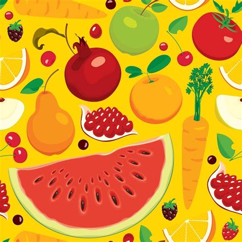 Premium Vector | Seamless background with summer fruits