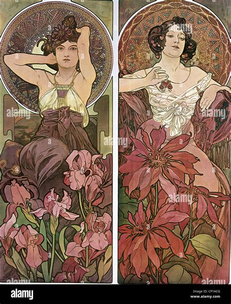 Fine Arts Mucha Alfons Poster Circa Two Stock