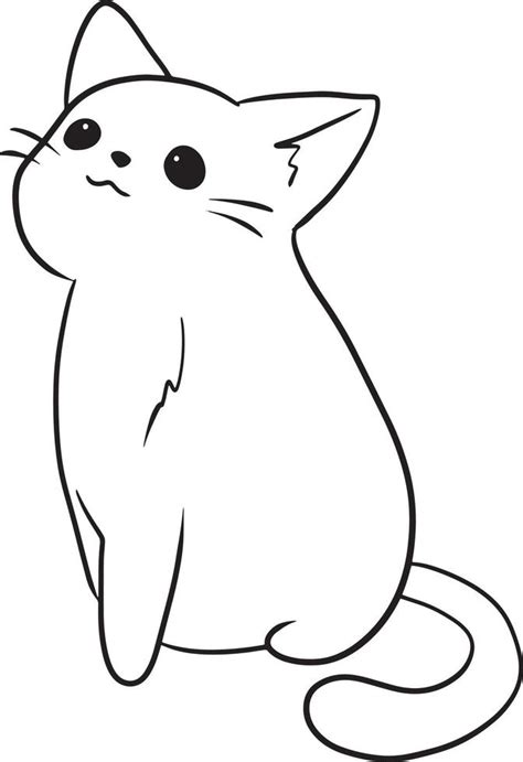 cat cartoon doodle kawaii anime coloring page cute illustration drawing clipart character chibi ...