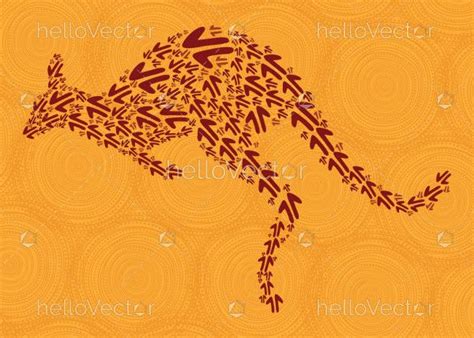 Aboriginal art kangaroo illustration - Download Graphics & Vectors