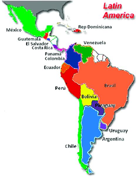 Map showing countries in Latin America. | Download Scientific Diagram