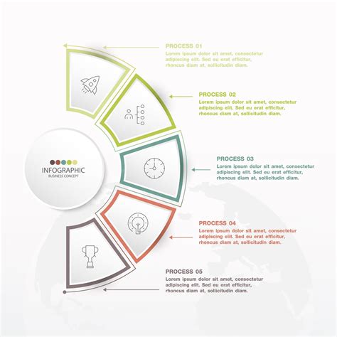 5 단계 프로세스 또는 옵션이 포함 된 기본 원형 인포 그래픽 템플릿 프리미엄 벡터