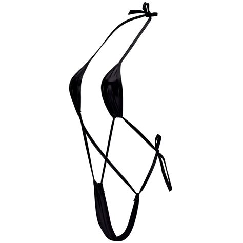 IWEMEK Women Metallic Micro Bodysuit Shiny Thong Jumpsuit Latex PVC Wet Look Lingerie Clubwear