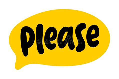 Please Speech Bubble Please Text Pls Quote Doodle Phrase Vector