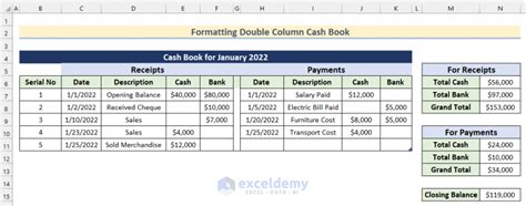 How to Format Double Column Cash Book in Excel - ExcelDemy