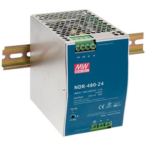 Mean Well Ndr 120 24 24v 120w Slimeconomical Din Rail Psu Rapid Online