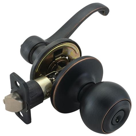 Design House Ball Oil Rubbed Bronze Entry Knob With Scroll Lever Interior And Universal 6 Way