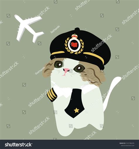 Cute Cat Becomes Pilot Cartoon Cat Stock Vector Royalty Free