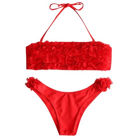 2018 Sexy Bikinis Women Swimsuit Push Up Swimwear Halter Stereo Flower