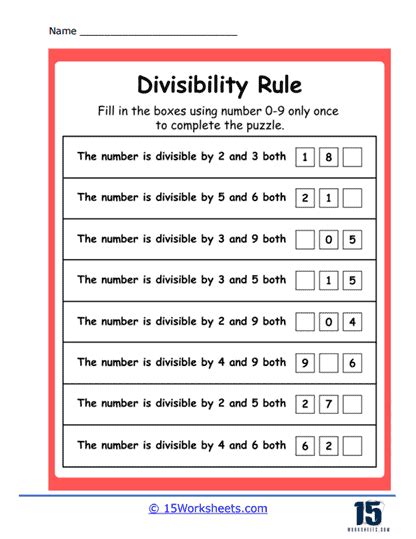 Divisibility Rules Worksheets 15 Worksheets Worksheets Library