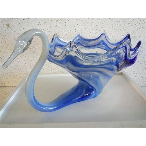 Mid Century Murano Art Glass Swan Centerpiece Bowl Chairish