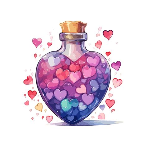 Premium Vector Watercolor Love Potion Potion In Heart Shaped Glass