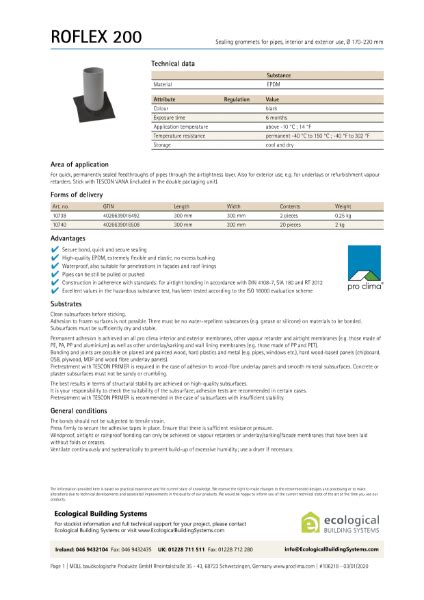 Roflex 200 Technical Datasheet NBS Source