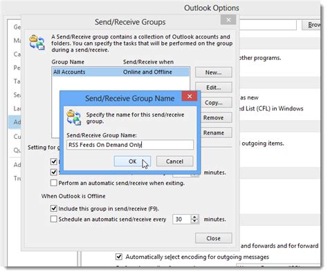 How To Create A Send Receive Group For RSS Feeds In Outlook 2013