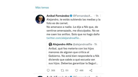 Aníbal Fernández Bajo Fuego Por El Cruce Con Nik Repudio De Adepa Y Pedidos De Renuncia Perfil