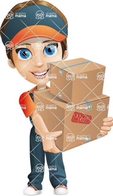 Female Delivery Service Worker Cartoon Vector Character Box Delivery