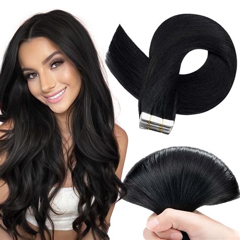 TESS Tape in Extensions Echthaar Rabenschwarz 40 Stück 100g Echthaar