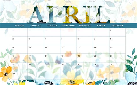 Free Blank April Calendar – MasterBundles