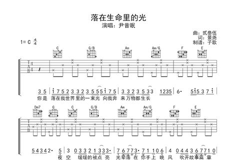 落在生命里的光吉他谱尹昔眠c调弹唱74单曲版 吉他世界