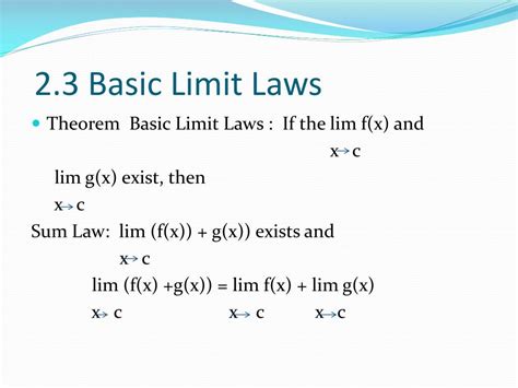 PPT - 2.3 Basic Limit Laws PowerPoint Presentation, free download - ID ...