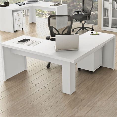 Mesa de Escritório Angular Me4116 Branco Tecno mobili Escrivaninha