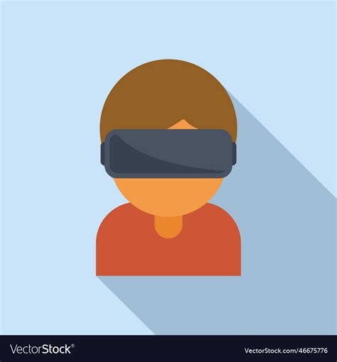 Kid Vr Headset Icon Flat Virtual Reality Vector Image